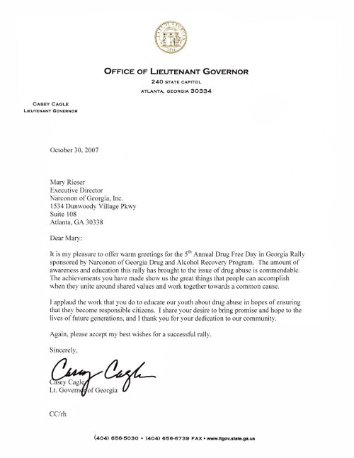 Lt. Governor Applauds Narconon